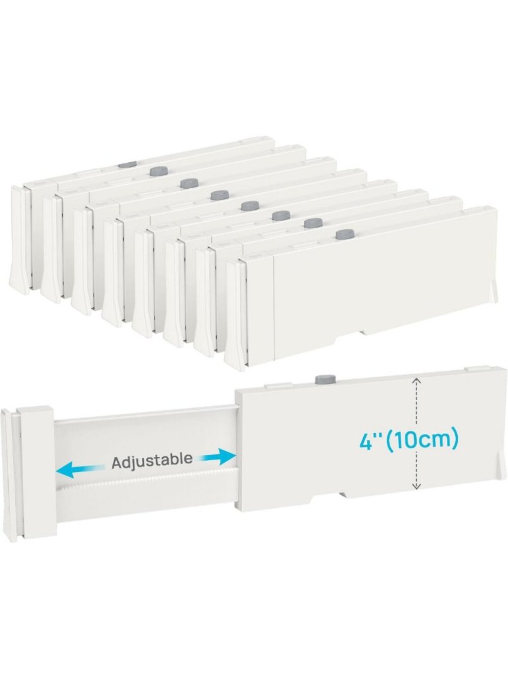 Adjustable Drawer Dividers 8-Pack - Expandable Organizers for Clothes & Storage